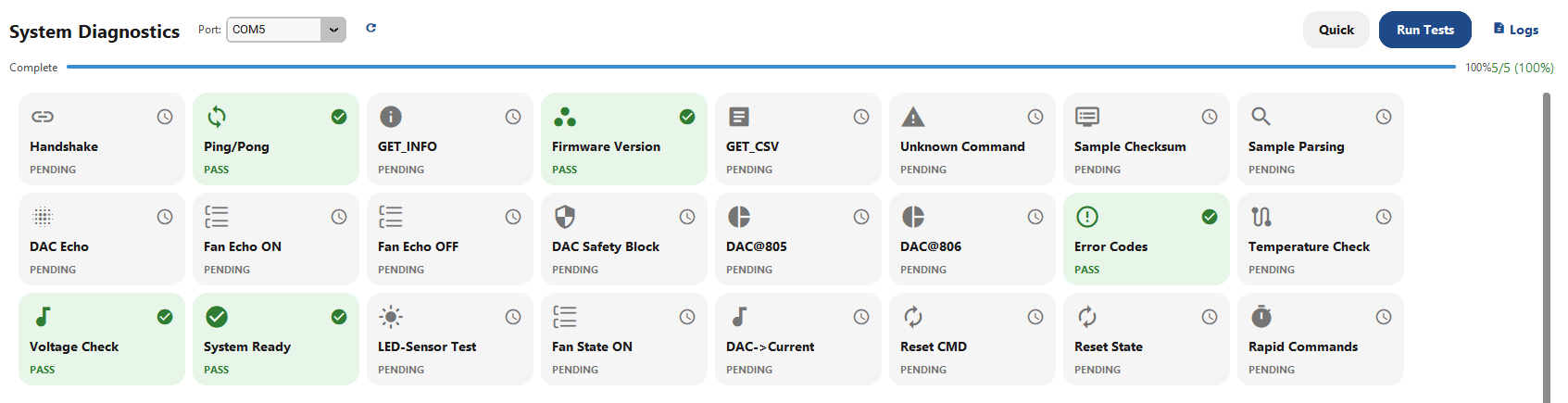 Fig. 89: Quick Tests Complete